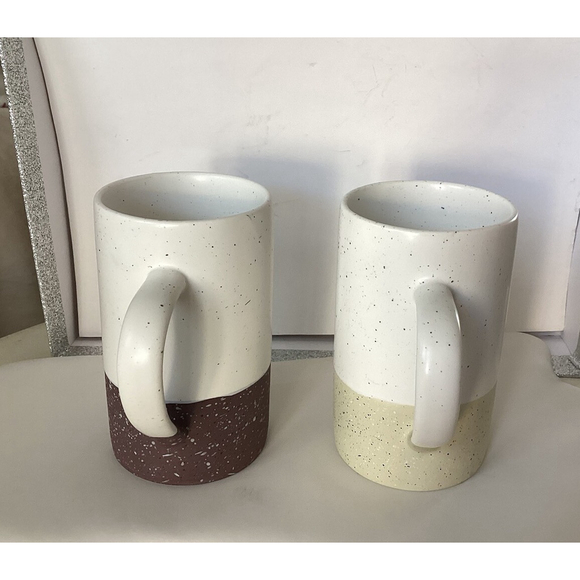 Mora Ceramics Speckled Coffee Mug Set “Hit pause “ Line 12oz Tea Cups Set of 2 - Picture 6 of 9